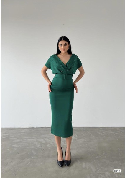 Viola Inci Detay Elbise Yeşil 582167 fiyatları