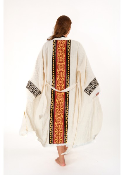 Sultan Müslin Kimono %100 Pamuklu Bornoz Kaftan Sabahlık