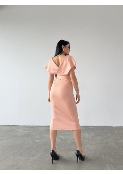 Viola Inci Detay Elbise Pudra 582167 modelleri