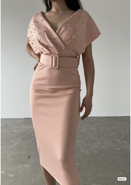 Viola Inci Detay Elbise Pudra 582167 fırsatları