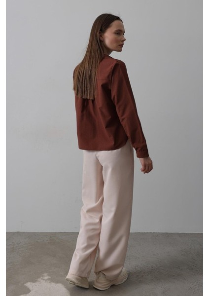 Kemerli Palazzo Pantolon - Pudra