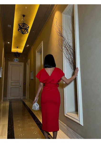 Viola Inci Detay Elbise Kirmizi 582167 modelleri