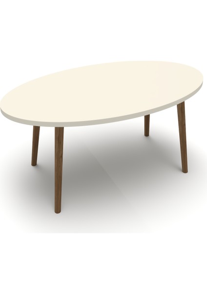 Mobilya Aksesuar ZİGON SEHPA VE ORTA SEHPA SET AHŞAP TORNA ELİPS KREM fırsatları