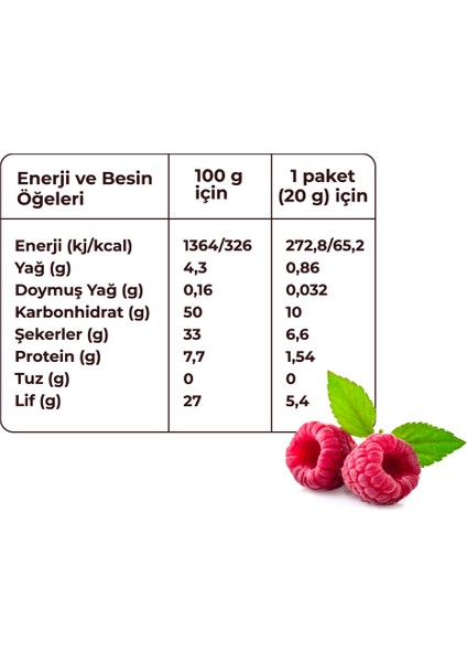 Frambuaz Kuru Meyve Cipsi 20 G x 3 Adet Dondurularak Kurutulmuş Meyve