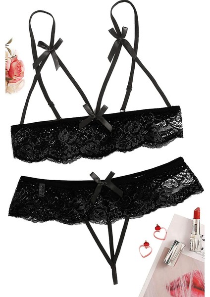 Özel Bölgesi Açık Büyük Beden Fantazi Iç Giyim Sütyen Külot