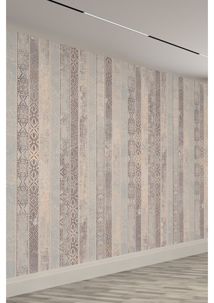 Eskitme Osmanlı Motifli Çizgili Tekstil Duvar Kağıdı fiyatları
