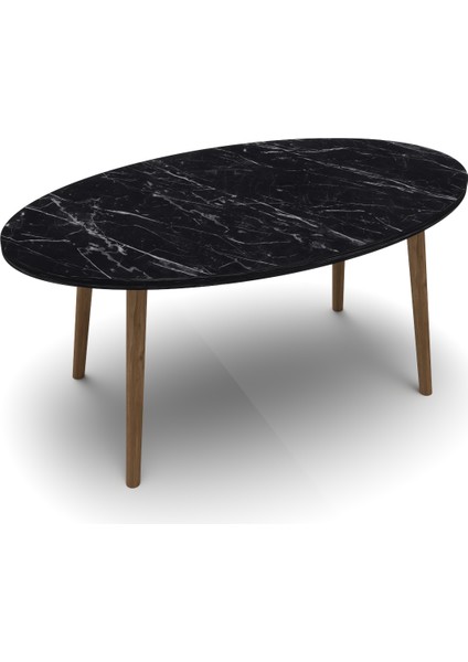 Mobilya Aksesuar ZİGON SEHPA VE ORTA SEHPA SET AHŞAP TORNA ELİPS SİYAH MERMER DESEN indirimleri