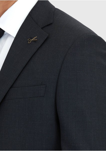 Antrasit Çizgili Modern Fit Yün Karışımlı Takım Elbise indirimleri