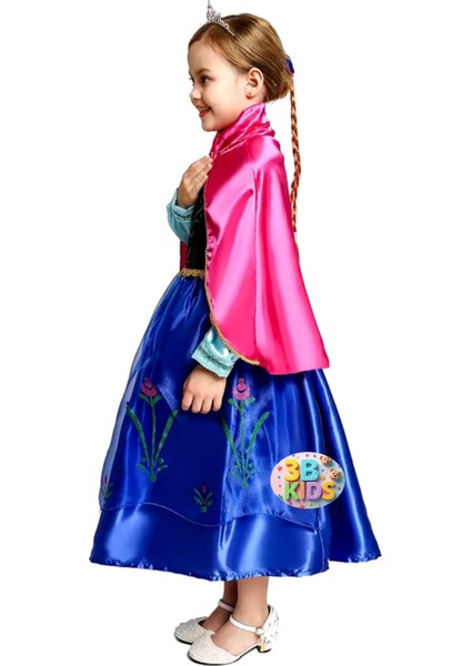 Anna Elsa Kostümü+Anna Pembe Bubble Saç+Taç+Asadoğum Günüdüğün Davet