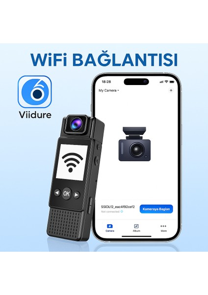 Mini Body Camera Video-Fotoğraf-Ses Kayıt Kaydedici 180° Lens Mini Kamera