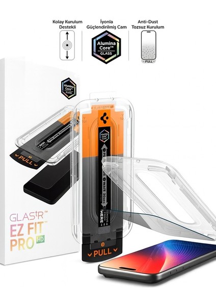 iPhone 16 Pro Max Hayalet Kendinden Aparatlı 9h Kırılmaz Cam Ekran Koruyucu – Ultra Şeffaf, Toz ve Kabarcık Önleyici