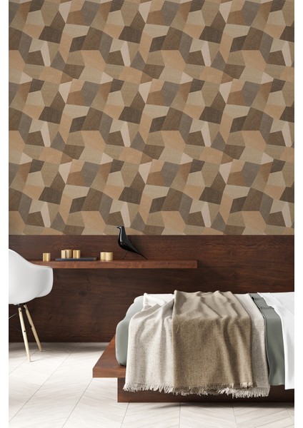 Retro Ahşap Patchwork Desenli Tek Parça Duvar Kağıdı