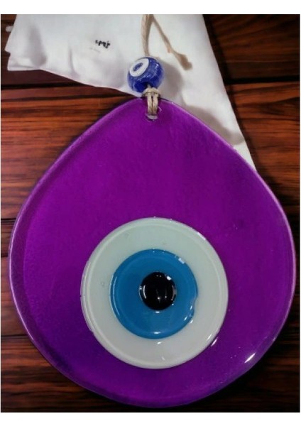 Mavi Nazar Boncuklu Şeffaf Mor Renk Nazar Boncuklu Damla Desen El Yapımı Duvar Süsü