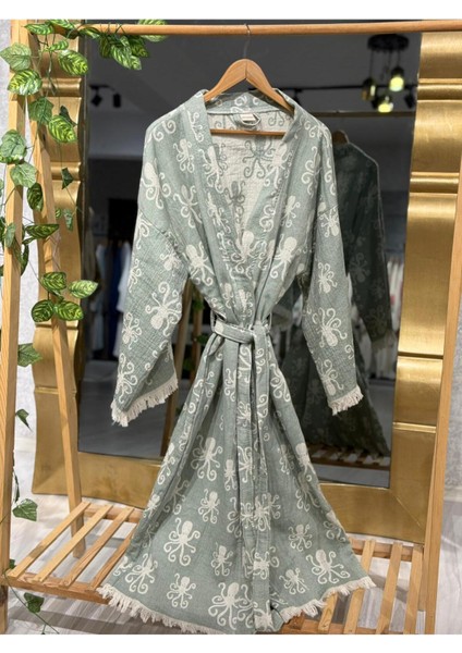 Müslin Kimono %100 Pamuklu Ahtapot Desenli Bornoz Kaftan Sabahlık fiyatları