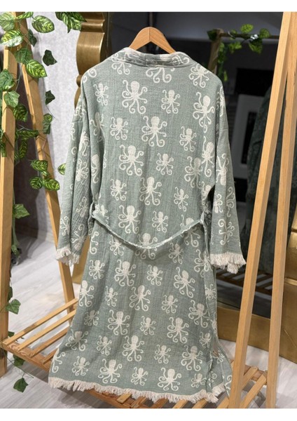 Müslin Kimono %100 Pamuklu Ahtapot Desenli Bornoz Kaftan Sabahlık modelleri