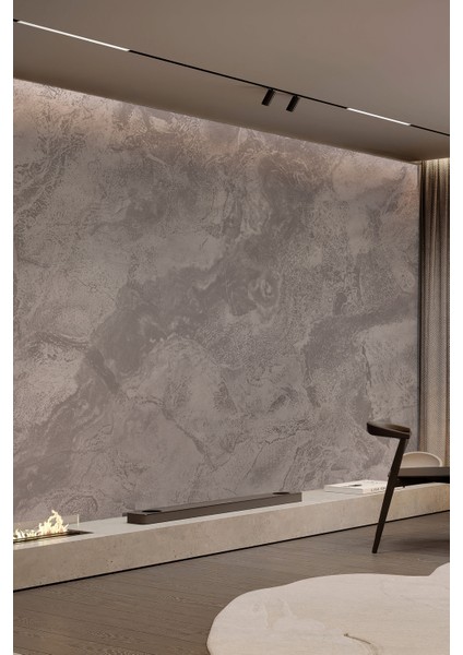 Modern Beton Görünümlü Tekstil Duvar Kağıdı