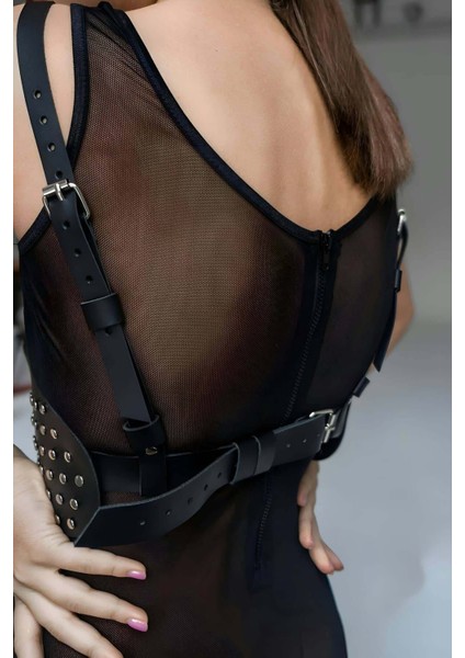 Perçin Detaytlı Şık Kemer ve Harness Takım - BRF1303 fiyatları