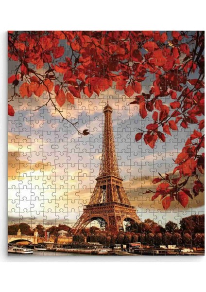 Sonbahar Da Kırmızı Yapraklar Ile Eyfel Kulesi Görseli 1000 Parça Ahşap Puzzle (Mdf) Yapboz fiyatları