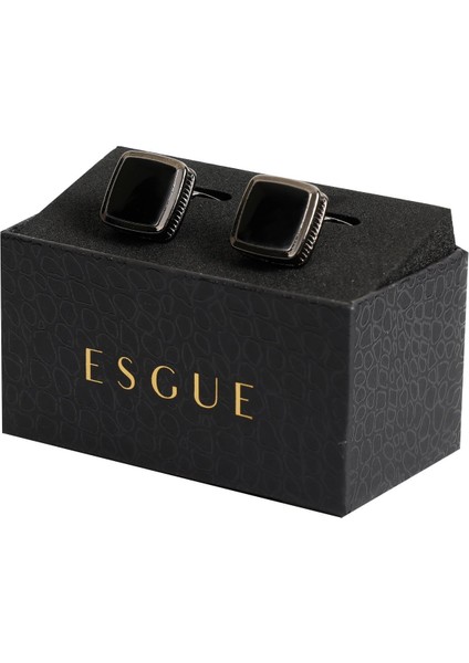 Siyah Renk Siyah Mineli Kare Kol Düğmesi KD:7502