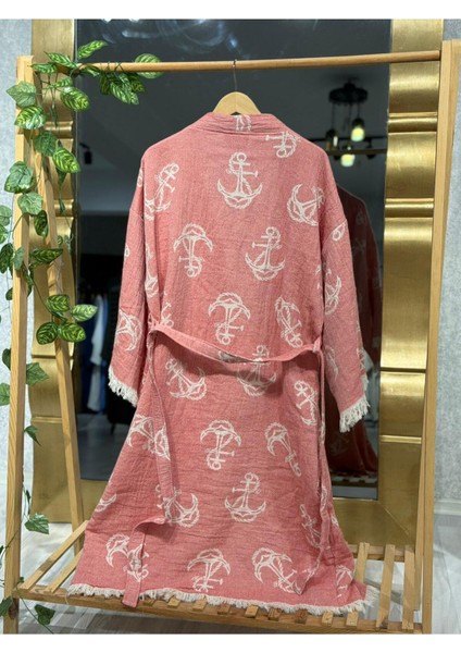 Müslin Kimono %100 Pamuklu Çapa Desenli Bornoz Kaftan Sabahlık modelleri