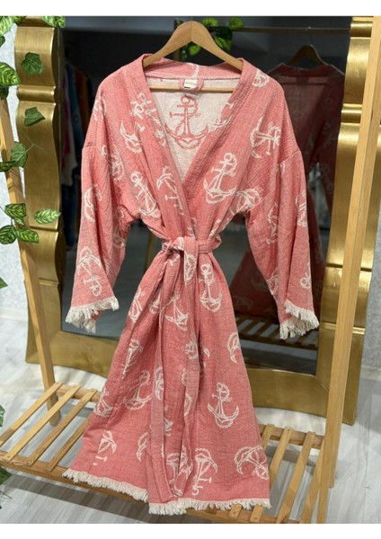 Müslin Kimono %100 Pamuklu Çapa Desenli Bornoz Kaftan Sabahlık fırsatları
