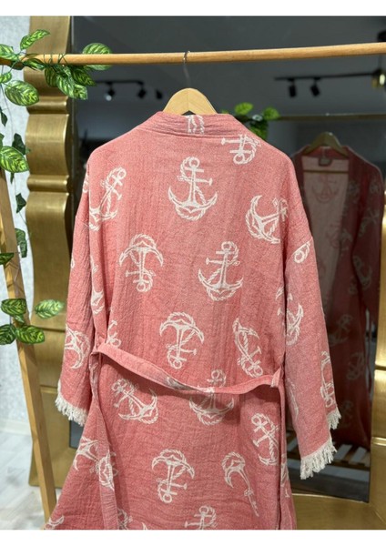 Müslin Kimono %100 Pamuklu Çapa Desenli Bornoz Kaftan Sabahlık indirimleri