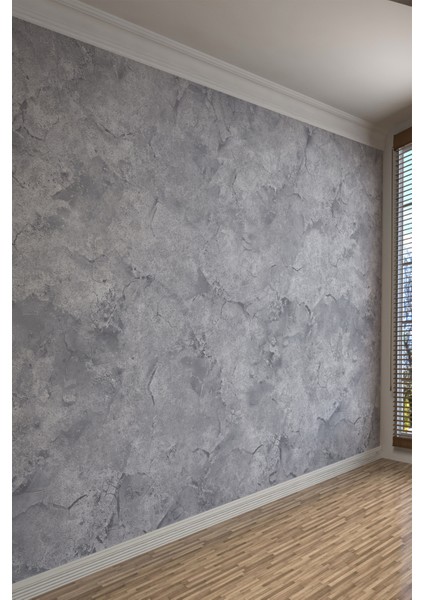 Serin Mavi Gri Beton Dokulu Tek Parça Duvar Kağıdı