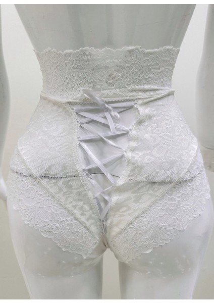 Ekru Dantelli Yüksek Bel Külot VENÜS-K1012