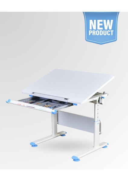 Mini Basic Çekmeceli Çalışma Masası, Yükseklik Ayarlı Çalışma Masası, Kız-Erkek Çocuk Beyaz Ders Çalışma Masası