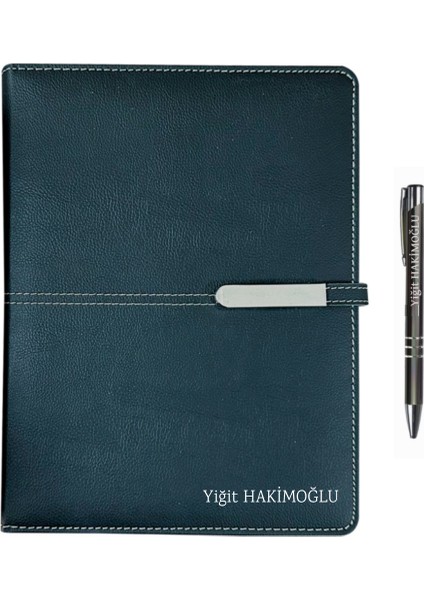 Kişiye Özel 2026 Organizer Ajanda Kart Bölmeli 18X23 Tarihli Defter Mıknatıs Klipsli Siyah Seperatörlü İsme Özel Tükenmez Kalem Hediyeli