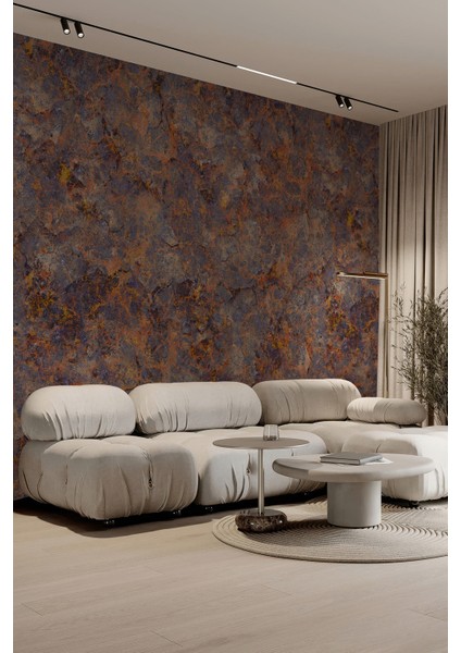 Pas Efektli Endüstriyel Taş Dokulu Tekstil Duvar Kağıdı