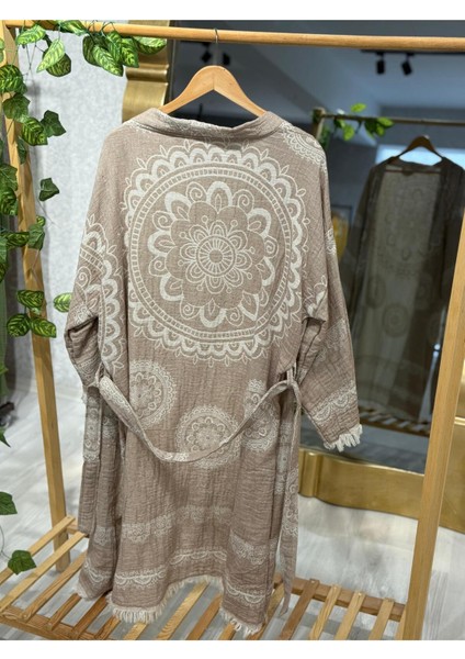 Müslin Kimono %100 Pamuklu Mandala Desenli Bornoz Kaftan Sabahlık fırsatları