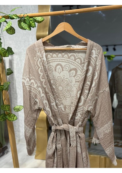 Müslin Kimono %100 Pamuklu Mandala Desenli Bornoz Kaftan Sabahlık indirimleri