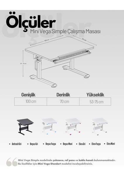 Mini Simple Çalışma Masası, Yükseklik Ayarlı Çalışma Masası, Kız-Erkek Çocuk Ekru Ders Çalışma Masası indirimleri