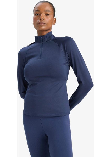 Fit Standart Fit Dik Yaka Fermuarlı İçi Yumuşak Tüylü Sporcu Uzun Kollu Tişört indirimleri