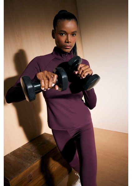 Fit Standart Fit Dik Yaka Fermuarlı İçi Yumuşak Tüylü Sporcu Uzun Kollu Tişört modelleri