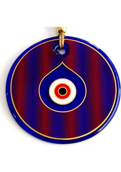 Damla Göz Modelli Yaldızlı Kırmızılı Cam Duvar Süsü Nazarlık
