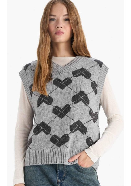 Coool Regular Fit V Yaka Desenli Süveter F9541AX25AU fırsatları