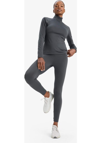 Fit Toparlayıcı Yüksek Bel İçi Yumuşak Tüylü Beli Saran Basic Düz Sporcu Tayt W8206AZ25AU fırsatları