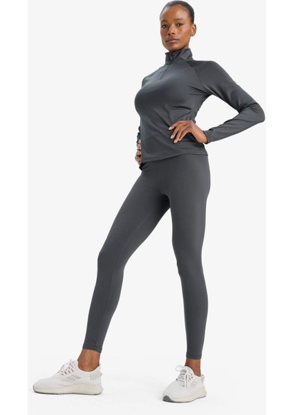 Fit Toparlayıcı Yüksek Bel İçi Yumuşak Tüylü Beli Saran Basic Düz Sporcu Tayt W8206AZ25AU indirimleri
