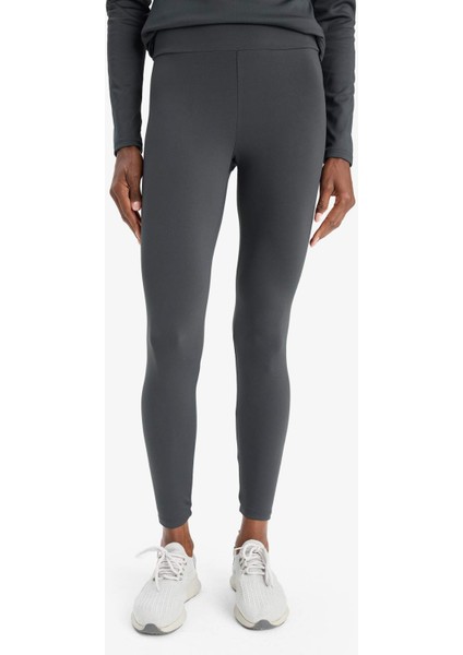 Fit Toparlayıcı Yüksek Bel İçi Yumuşak Tüylü Beli Saran Basic Düz Sporcu Tayt W8206AZ25AU