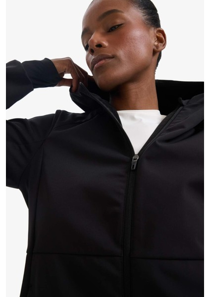 Fit Su Geçirmez Softshell Slim Fit Dar Kesim Kapüşonlu Fermuarlı Cepli Parka E5702AX25AU