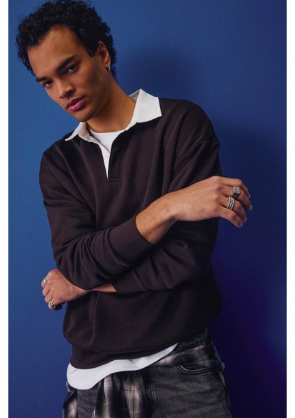 Boxy Fit Polo Yaka Sweatshirt E6523AX25AU