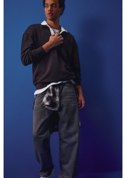 Boxy Fit Polo Yaka Sweatshirt E6523AX25AU fiyatları