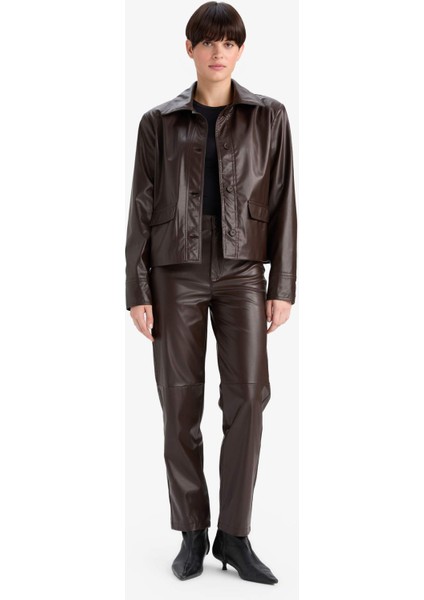 Regular Fit Polo Yaka Suni Deri Blazer Ceket G2308AX25WN fiyatları