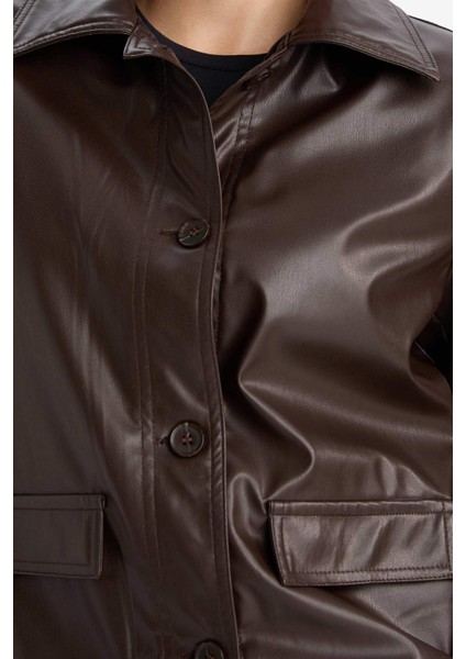Regular Fit Polo Yaka Suni Deri Blazer Ceket G2308AX25WN indirimleri