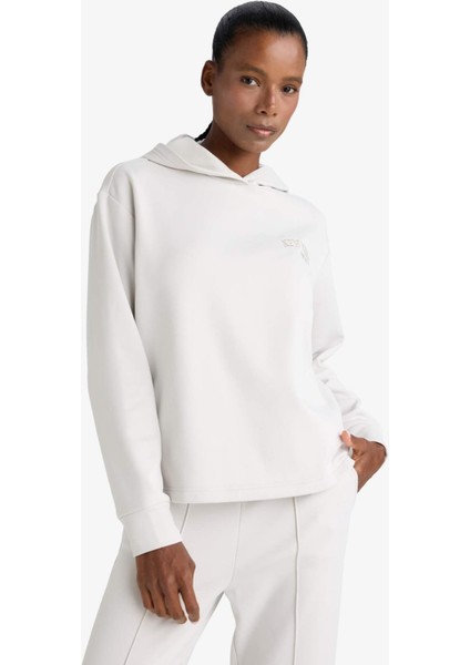 Fit Standart Fit Kapüşonlu Baskılı Skuba Dalgıç Kumaş Sporcu Sweatshirt F1691AX25WN