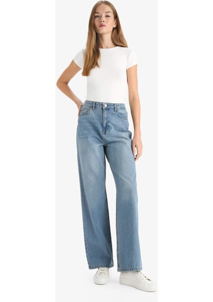 90's Wide Leg Yüksek Bel Uzun Jean Yıkamalı Pantolon F2937AX25WN fiyatları