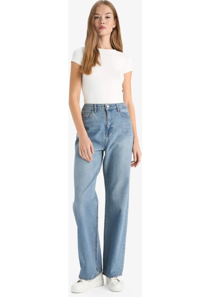 90's Wide Leg Yüksek Bel Uzun Jean Yıkamalı Pantolon F2937AX25WN modelleri