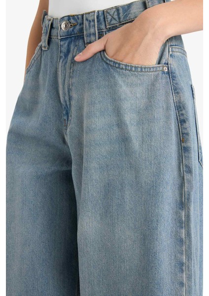 Carpenter Fit Yüksek Bel Uzun Jean Yıkamalı Pantolon F2958AX25WN